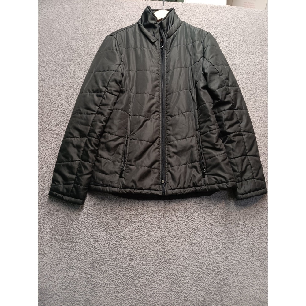 Ashley Outer Wear Women's Black Quilted Puffer Jacket L – Zip Pockets, Warm